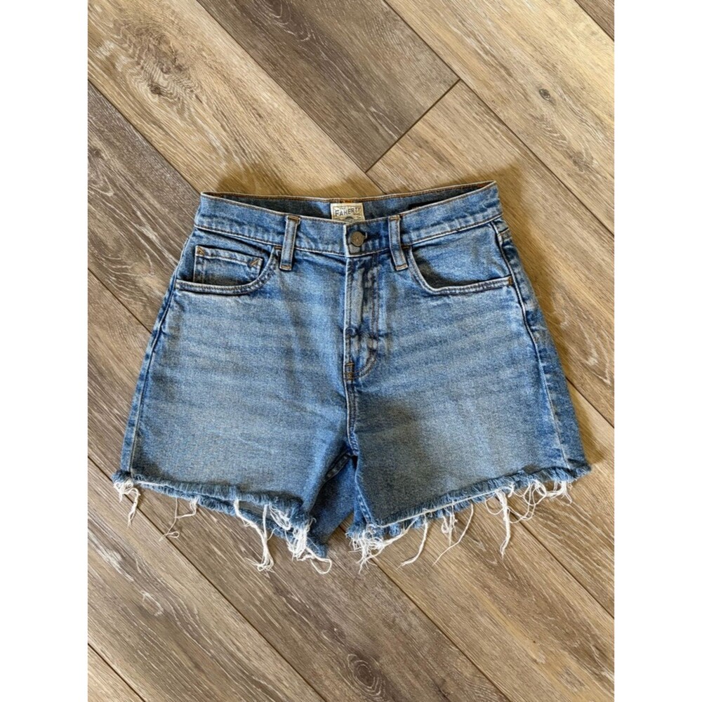 Faherty Organic Cotton High Rise Denim Shorts Size 25